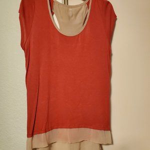 Lightweight Orange and Tan Ladies Blouse
